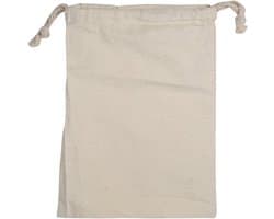 Katoenen tas met trekkoord - opslag, waszak, reistas - ademend, stofdicht - voor thuis, outdoor camping - 15 x 20 cm