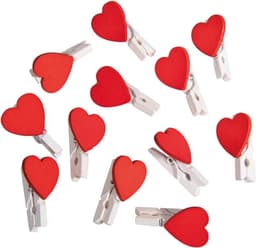 Mini wasknijpers "Hart" Rood-Wit, 50 stuks, 3 cm, Creatieve knutselprojecten, Decoraties, Valentijnsdag, Bruiloft, Moederdag, Cadeau — thumbnail 1