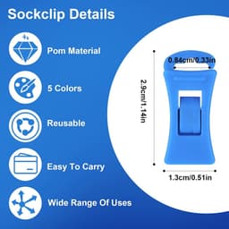 50 stuks sokkenklemmen voor wasmachine en droger - kleurrijke sokkenhouder met haken, sokkensorteerder inclusief waszakken — thumbnail 3