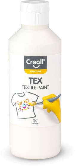 Creall Tex - Textiel- & Stoffenverf - Wit - 250ml - Machine wasbaar na fixatie - Voor T-shirts, jeans, schoenen, stoffen tassen, meubels en auto-interieurs/hemelbekleding - Gemaakt in NL - Glutenvrij — thumbnail 1