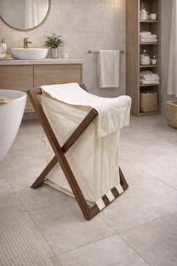 Clarysse - Laundry Basket - Wood/Cotton - 44x71x38cm (LxHxW) — thumbnail 1
