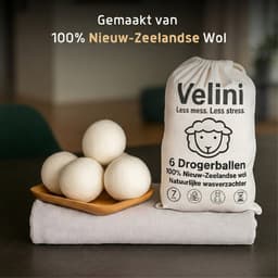Velini Drogerballen 100% Wol - 6 Stuks (7 cm) - Snellere Droogtijd & Minder Kreukels - Met Katoenen Bewaarzak — thumbnail 2