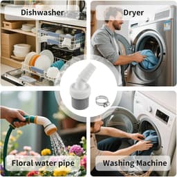 MK Stoer -Afvoerset wasmachine - Afvoeradapter - 40mm buis - Slangklem - Inlaatstuk 19-24 mm - Afvoer wasmachine - Wasmachineaansluiting - Geschikt voor vaatwasser, droger - Zwart - Waschmachine. — thumbnail 3
