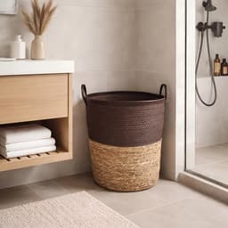 Lavandoux - Wasmand - Zeegras - Naturel en Bruin - L: Ø45 x H50 cm — thumbnail 2