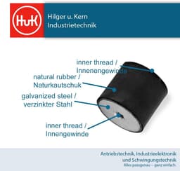 Rubberen buffer - Trillingsdemper - Machine demping - 55 Shore A hardheid - 40x50mm M8 — thumbnail 3