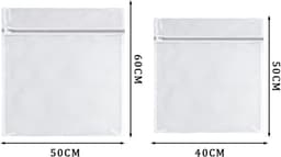 4-delige set - Waszakken van mesh - 60x50cm/50x40cm - Grote, fijne waszakken - Met ritssluiting - Herbruikbaar - Geschikt voor de wasmachine - Voor kleding, sokken, ondergoed - Maat L+M - Wit — thumbnail 5