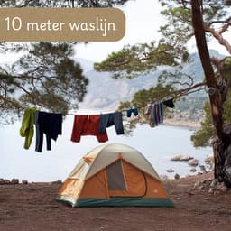 Waslijn uittrekbaar en oprolbaar - 10 meter waslijndraad met knijpers - uittrekbare wasdraad / roldrooglijn voor camping / kamperen / reizen - zwart — thumbnail 2