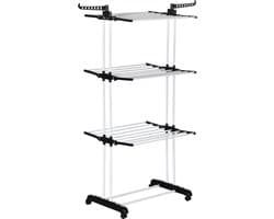 HOMCOM-Wäscheständer-Stahl, Kunststoff-73L x 64B x 177H cm-Schwarz — afbeelding 1