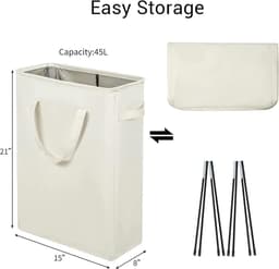 Foldable Laundry Basket - Sturdy Small Laundry Basket with Handle — thumbnail 2