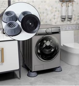 Trillingsdempers Wasmachine - Wasmachine Verhoger Set van 4 stuks - Schokdemper van de wasmachine - Antislip en stil - demper Pads - 8,5 CM - Geschikt voor wasmachinesteun - Wasmachine Demper - Voetjes voor wasmachine & droger - grijs — thumbnail 2