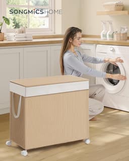 Merkloos Markless Wasbox met deksel en 3 vakken - 140L, verrijdbaar — thumbnail 3