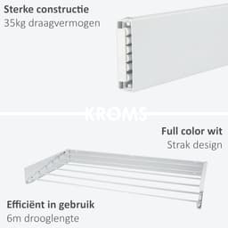 RFWR® Wanddroogrek XL Inklapbaar - 100 cm Breed - 6m Drooglengte - Stevig en Duurzaam Design - Muurbevestiging - Eenvoudig te Monteren — thumbnail 5