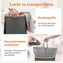 2-delige Wasmandenset - Met Deksel - 170 Liter - Grijs en Zilvergrijs — thumbnail 5