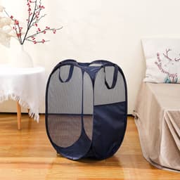 Opvouwbare wasmand van gaas - Opvouwbare wasmand - Opvouwbare wasmand - Wasmand met zijvakken - Wasmand van gaas met handvat - Geschikt voor badkamers en studentenhuizen - 36*36*58cm — thumbnail 1