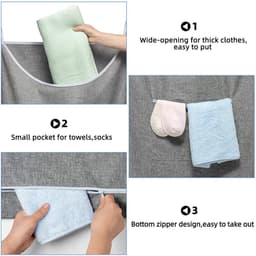 Hangende wasmand, deurhangende wasmand met grote opening Hangende wasmand Opbergtas Groot formaat 36 x 22 inch (zwart) — thumbnail 2