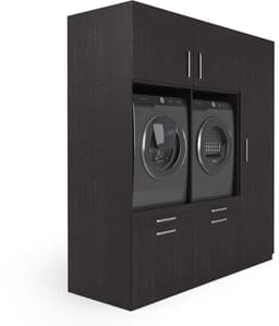 Wasophoogte® Wasmachine Kast Kyoto - Wasmachine verhoger - Wasmachine ombouw - 700(D)*1930(B)*2110(H) mm - Zwart — thumbnail 3