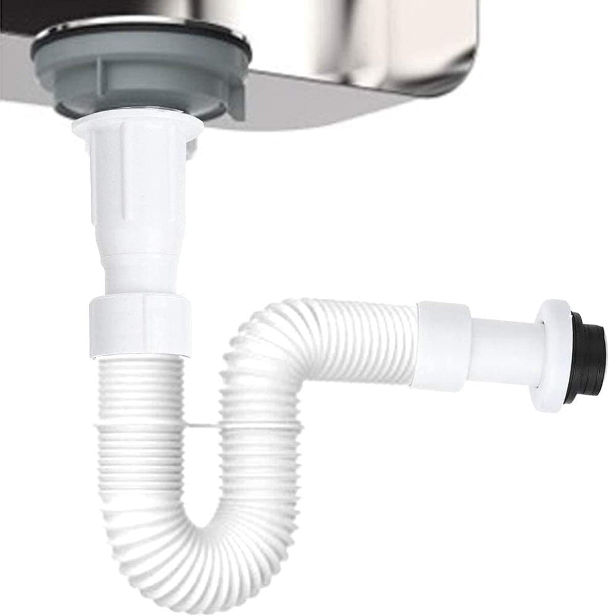 37mm Flexibele Afvoerleiding - Geurbestendig - S Bend - Water Down Flow Pijp - Universele Enkele Afvoerslang - Badkamer Vanity Gootsteen Afvoer - Sanitair Trap Slang — afbeelding 1