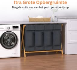 CLGP® Wassorteerder 4 Vakken - Wasmand - 200L - Grijs — thumbnail 5