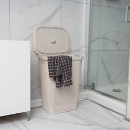 Wasmand 'Hessian' met deksel - 60 Liter - Box - Crème - Ventilatie — thumbnail 2