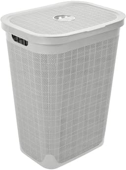 Wasmand 'Hessian' met deksel - 60 Liter - Box - lichtgrijs - Ventilatie — thumbnail 1