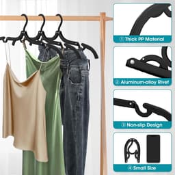 30 stuks reishangers, draagbare opvouwbare reishanger organizer, plastic kledingdroogrek, opvouwbare hangers voor kamperen, vliegen, camperen, vakantie in Europa, koffer, Zwart — thumbnail 4
