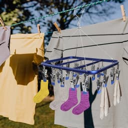 Nail Sock Drying Rack Aluminium Sock Hooks Underwear Hooks with Weatherproof Hooks Suitable for Socks Underwear Underwear Shoe Inserts Baby Clothing Gloves (Blue) — thumbnail 2