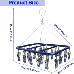 Nail Sock Drying Rack Aluminium Sock Hooks Underwear Hooks with Weatherproof Hooks Suitable for Socks Underwear Underwear Shoe Inserts Baby Clothing Gloves (Blue) — thumbnail 3