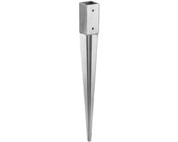 DOMAX - Paalhouder met Punt - 46x46 mm - Lengte 55 cm - Thermisch Verzinkt Staal - Slaganker — thumbnail 1
