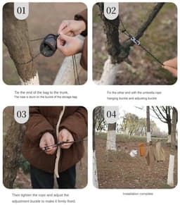 ISE MOUNT - Camping Waslijn - Hiking Reflecterende Gear Lijn - Geen wasknijpers nodig - 3mtr — thumbnail 3