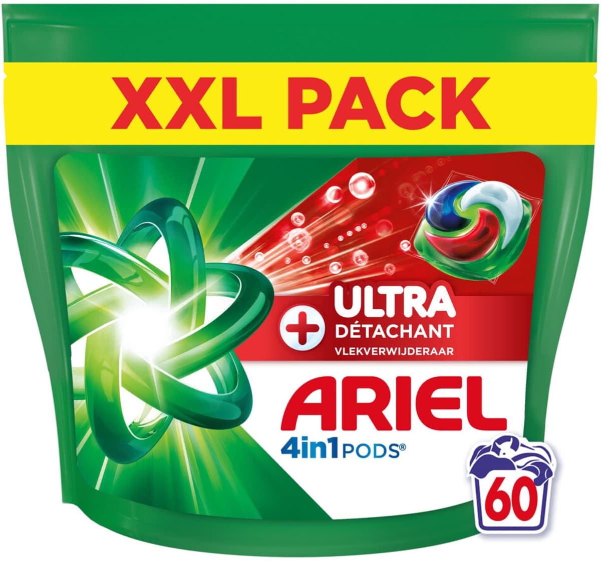 Ariel 4in1 Wasmiddel Pods Ultra Vlekverwijderaar - 2 x 60 stuks - Voordeelverpakking — afbeelding 1