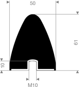 Rubbermagazijn - Parabool demper - Type KP/E - 50x61mm - M10 - Set 5 stuks — thumbnail 3