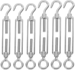 Allecto Plus - Draadspanner 6 stuks voor waslijn - verstelbare spanhaken van roestvrij staal - haken en ogen - touwspanners voor luifels of waslijnen - duurzame kabelspanners — thumbnail 1