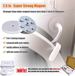 Deurstopper en stopper voor wasmachine met voorlader - Magnetische deurstopper voor wasmachine met 2,6 inch magneetvoet, verwijderbare deurstopper voor wasmachine. Houdt de deur van de wasmachine open om geurtjes te voorkomen (wit). — thumbnail 3