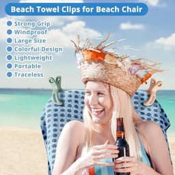 Strandlakenklemmen - Sterke wasknijpers - 10 stuks - 6 × 2,2 × 10,5 cm - Onmisbaar voor cruiseschepen, zwembaden, stoelen, stranden en cruiseschepen - Groen en roze — thumbnail 2