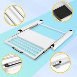 Tussenstuk wasmachine droger - Stapelkit Wasmachine Droger - Max. 30 kg - 60.5x55x8cm - Uitschuifbare Handdoekhouder - Wit — thumbnail 2