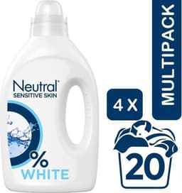 Neutral 0% Parfumvrije Wasmiddel Wit 4 x 1 Liter Voordeelverpakking — thumbnail 1