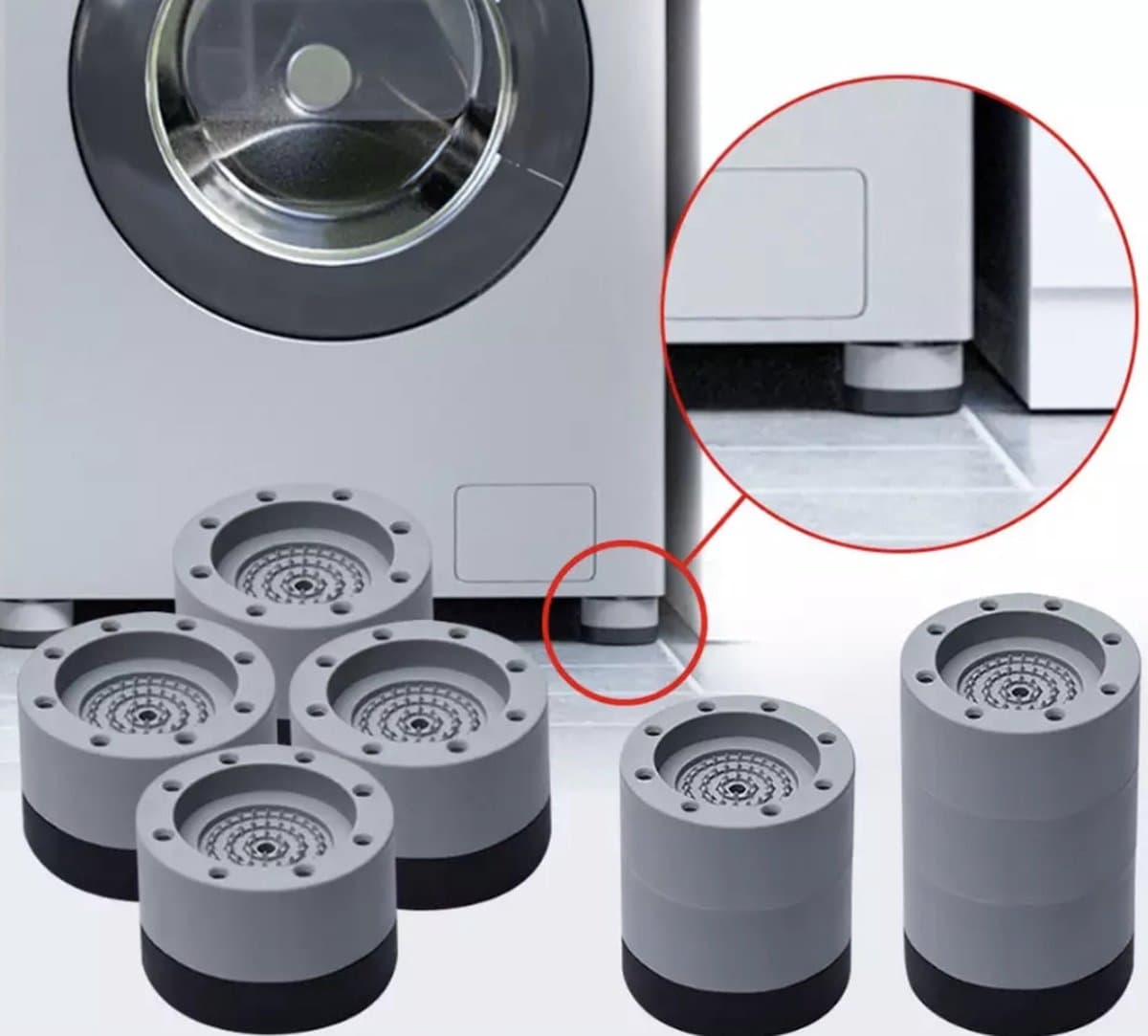Wasmachine Demper - Trillingsdemper - Anti Slip Trilmats - Schokdemper - 4 Stuks Anti Tril Poten - Set van 4 Stuks - Multifunctioneel — afbeelding 1