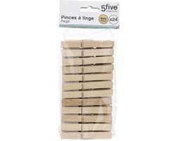5five Wasknijpers - 48x stuks - hout - naturel - 9 cm - Was ophangen - Was knijpers