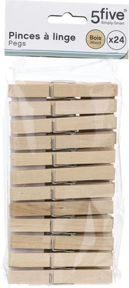 5five Wasknijpers - 48x stuks - hout - naturel - 9 cm - Was ophangen - Was knijpers — thumbnail 1
