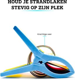 Somstyle Handdoek Knijpers - 16 Stuks - Wasknijpers - Strandlaken Klemmen voor Strandbed - Badlaken Clips - Groen, Blauw, Geel & Roze — thumbnail 3