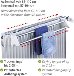 Wanddroogrek Radiator Wasdroger Standaard Aluminium Uittrekbaar 62-110 x 115 x 13 cm Wanddroogrek — thumbnail 4