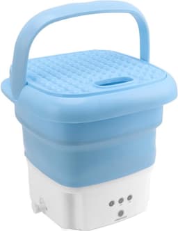 Draagbare Mini-Wasmachine en Droger - Emmerwasmachine met Centrifuge - Opvouwbare Ondergoedsokken Wasmachine voor Studentenflat Dorm Camping RV Travel (Blauw) — thumbnail 1