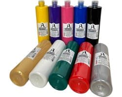 Südor Textielverf set 10 x 500 ml. Wasbestendige textielverf voor lichte stoffen. Wasmachinebestendig, wasbestendig. Fixatie door strijken (10-kleurenset)