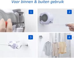 Proud Essentials Waslijn Uittrekbaar - Uittrekbare Waslijn - Waslijndraad voor Binnen & Buiten - 26 meter - Drooglijn - Alternatief Wasrek — thumbnail 2