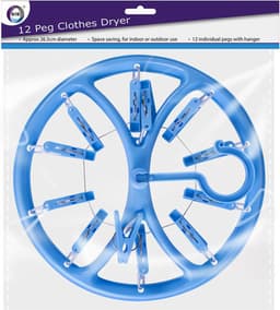 DID Droogcarrousel/droogmolen - blauw - met 12 knijpers - 26,5 cm — thumbnail 4
