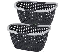 Excellent Houseware Kunststof wasmanden - 3x stuks - 15L- 44 x 32 x 22 cm