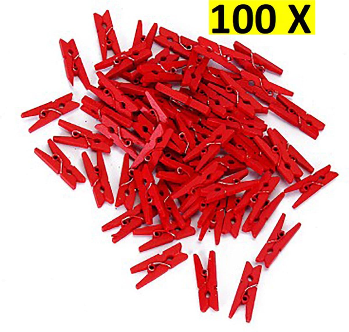 Mini Wasknijpers - Kunststof - 25MM - Hang klem - Rood - 100 stuks — afbeelding 1