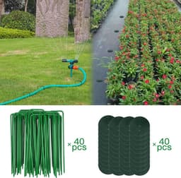Grondankers grondankers, 40 groene grondankers en 40 bufferschijven, anti-roest, haringen van staal, tuingrondankers voor kunstgras, haringen voor tent, onkruidvlies, tuinvlies, omheining, 150 x 25 mm, 2,8 mm — thumbnail 5