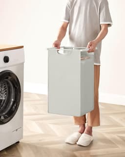 Wasmand 2 vakken, Wassorteerder, Uitschuifbaar, Wasmand met plank, Wasbox, Waszak van oxford stof uitneembaar, Metalen frame, 2 x 46 L, 73 x 33 x 72 cm — thumbnail 3
