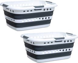 Opvouwbare mand voor wasgoed en spullen - 45 liter - 62 x 45 x 27 cm - plastic — thumbnail 1